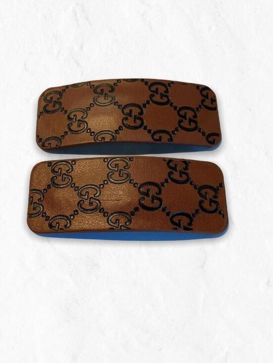 two recycled #leather Gucci Logo bags turned into hair clips main image 8